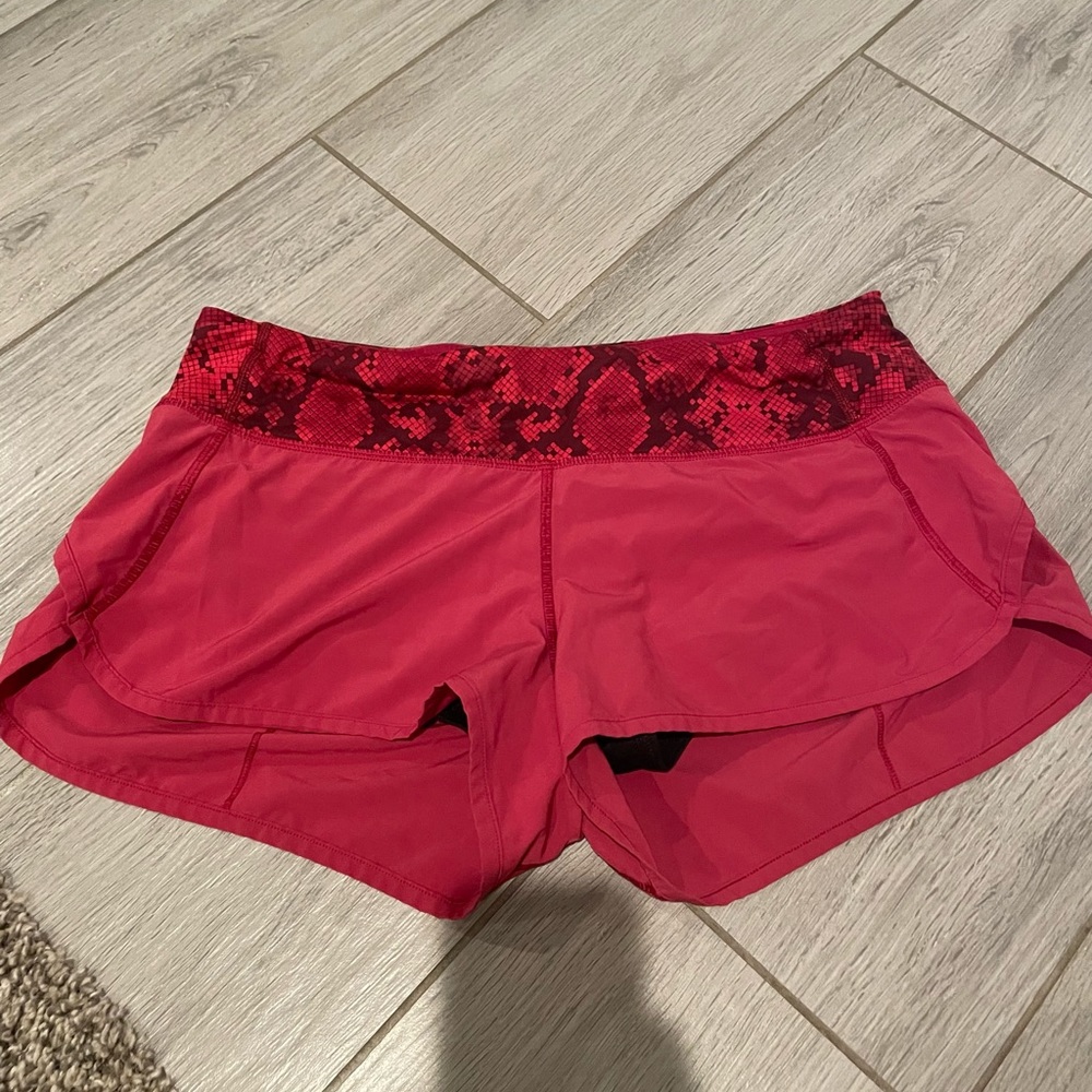 lululemon athletica Women's Red Athletic Shorts -Red/BlackSnake-Print Waistband